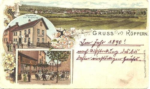 Postkarte: Gartenwirtschaft von Johann Weidinger um 1890 im heutigen Vorhof des Kinos