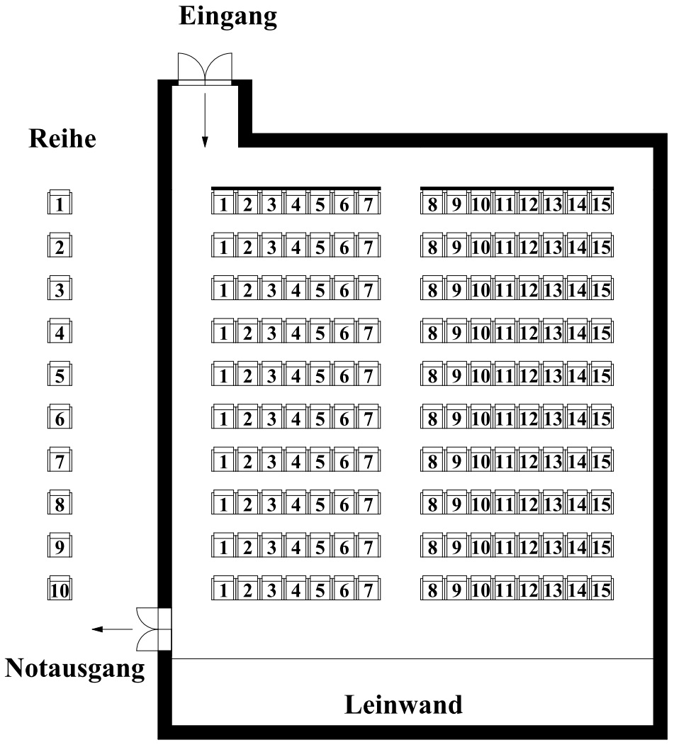 Sitzplan des Filmtheaters Friedrichsdorf-Köppern